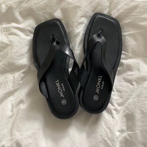 Monki Black Platform Thong Sandals